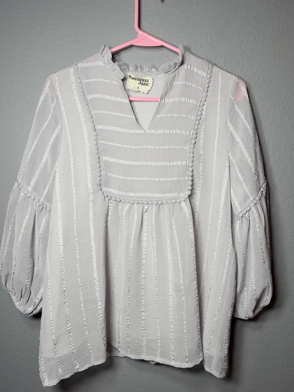 Savanna Jane White Stripe Square-Yoke Peasant Top